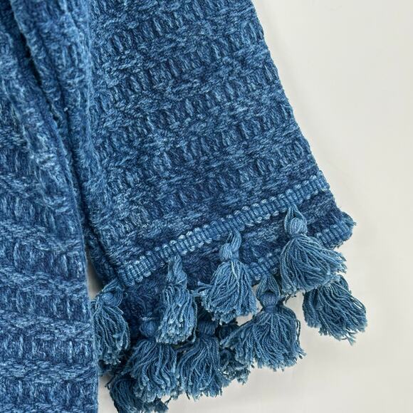 SACRED THREADS Open Cardigan Jacket Womens Size Small Blue Tassel Trim Boho - Picture 7 of 9